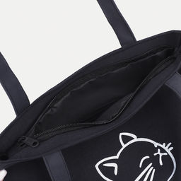 Сумка - шоппер, с подкладом, с принтом, 35×2×40 см, чёрная