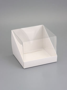 Коробка под бенто-торт, белая, с прозрачной крышкой, 16×16×12.5 см