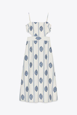 MIDI DRESS WITH CUT-OUT EMBROIDERY - Zara фото 8