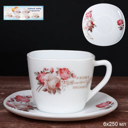 Чайный набор 12 предметов 250 мл квадратная / FXB220/FBD220-6A (6916) /уп 8/ серия Чайная роза - Галеонтрейд фото 4
