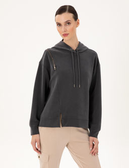 Antrasit Oversize Modal Kuma_ Sweatshirt