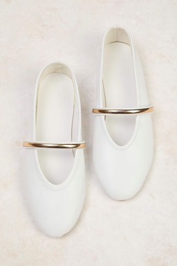 Siyah Gold Metal Bantl? Mary Jane Badem Burun Babet TAKAW26BE00005 - Trendyolmilla фото 8