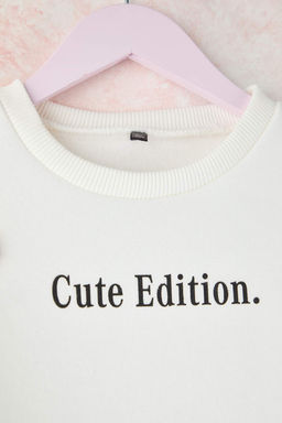 Ekru Fiyonklu Kal?n/Ici Polarl? K?z Cocuk Orme Sweatshirt TKDAW26SW00056 - Trendyolmilla фото 3