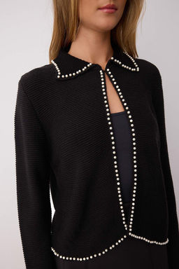 Siyah Polo Yaka Incili Triko H?rka TWOAW26HI00165 - Trendyolmilla фото 3