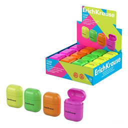 Точилка ErichKrause "Case. Neon" (60040) 1 отверстие, с контейнером, цвет в ассорт.