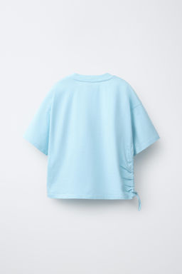 CAMISETA TEXTO FRUNCIDO / Azul claro - Zara фото 2