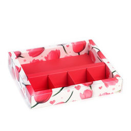 Цена за 5 шт. Коробка под 4 конфеты и шоколад с ячейками «Тюльпаны» 18.8 х 15.7 х 3 см