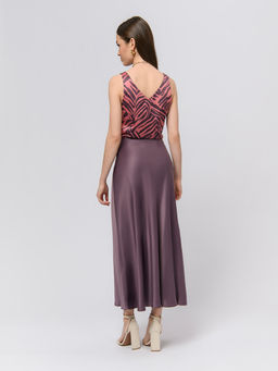 Топ темно-розового цвета с принтом и V-образным вырезом - 1001dress фото 3