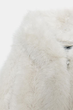 SHORT FAUX FUR COAT WITH HOODIE - Zara фото 5