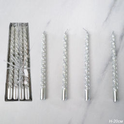 Свеча стержень 4 штуки 20 см витая / SW-702 /уп 144/ серебрянная