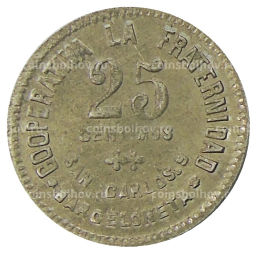 Монета 25 сентимо 1923 года Испания Барселона