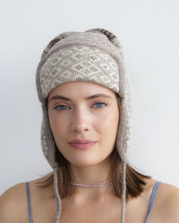 Ушанка из шерсти яка с рисунком 3872