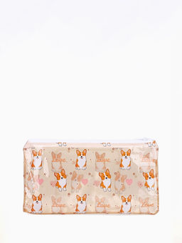 Цена за 3 шт. Косметичка-пенал на молнии, с рисунком Корги, бежевая - Simaland фото 2