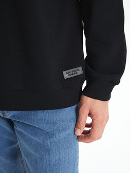 Bisiklet Yaka Uzun Kollu Erkek Kal?n Sweatshirt