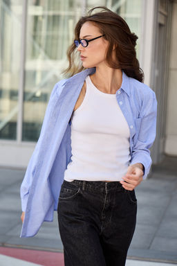 Рубашка оверсайз в полоску хлопковая