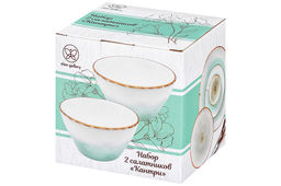 Набор 2 салатников 550 мл 13,5*13,5*7,5 см Кантри, бирюзовый, фарфор - Elan gallery фото 7