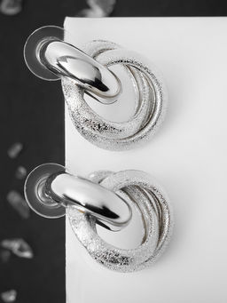 Серьги металл Фьюче круги плетения, цвет серебро