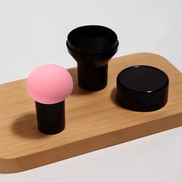 Цена за 2 шт. Спонж для макияжа с ручкой «Стик», d=4.1×3 см, в футляре, чёрный, розовый