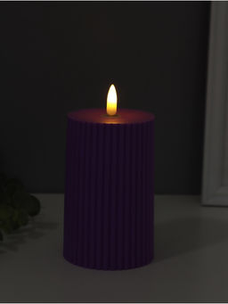 Светодиодная свеча, ночник LED RISALUX «Уют», 3×ААА, сиреневый, 7.5×7.5×12.5 см