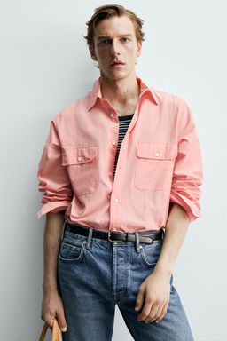 CAMISA FLUIDA REGULAR FIT BOLSILLOS AARON LEVINE X ZARA / Rosa tiza  фото 5
