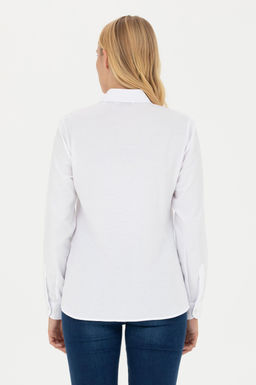 Женская белая базовая рубашка с длинным рукавом - U.s. polo assn фото 12