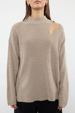 Vizon Genis Kal?p Pencere/Cut Out Triko Kazak TWOAW24KZ00342 - Trendyolmilla фото 3