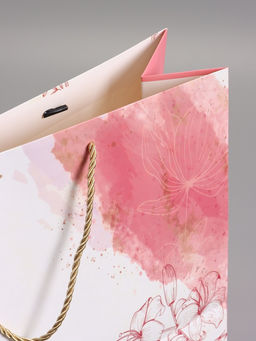 Пакет подарочный ламинированный «Мрамор», розовый с белым, с бантиком, 43×32×14 см