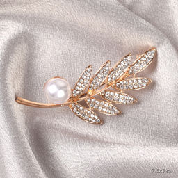 Брошь Веточка 7,5 см / 0605 /уп 12/ с жемчугом - ГалеонТрейд фото 2