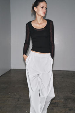 SEMI-SHEER COMBINED T-SHIRT - Zara фото 8