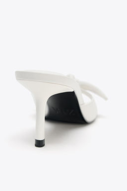 LEATHER BOW HEELED SANDALS - Zara фото 14