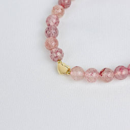 Браслет из Клубничного кварца со вставкой сердце 16 см