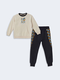 Bisiklet Yaka Bask?l? Erkek Bebek E?ofman Tak?m