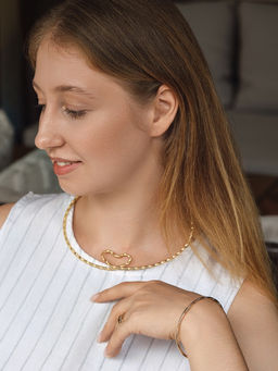 Набор 2 предмета: чокер, браслет Обруч сердце, цвет золото