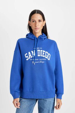 Толстая толстая толстовка с капюшоном и принтом оверсайз