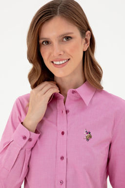 Женская базовая рубашка цвета фуксии с длинным рукавом Неожиданная скидка в корзине - U.s. polo assn фото 2