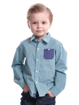 Рубашка нарядная в клетку UD 3990 бирюза - Mini maxi фото 3