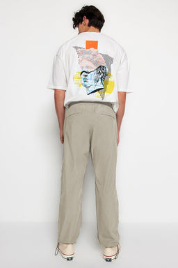 Ac?k Haki Lastikli Beli Baglamal? Jogger Fit Baggy Parasut Pantolon TMNSS23PL00045