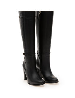 Siyah Deri Topuklu _izme