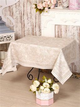 Скатерть Премиум Французский мотив-бежев. п/лен 140*180 см. - Лен поволжья фото 2