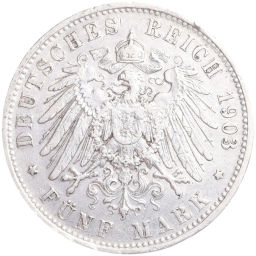 Монета 5 марок 1903 года D Германия (Бавария)