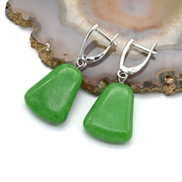 Серьги Колокольчики 17*20мм из кварца цв.зеленый, 8,2г