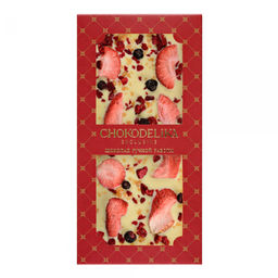Шоколад белый с украшением Клубника, вишня, карамель 80 гр