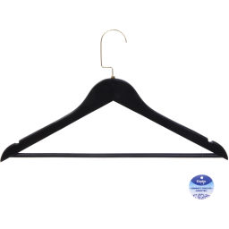 Цена за 3 шт. Плечики деревянные с выемками 1шт "ДОМания", цвет черный, поворотный крючок, 44*25см (Селфи)