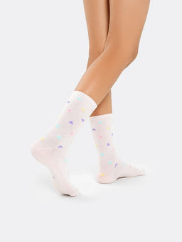 Цена за 5 пар! Высокие детские носки темно-синего цвета с сердечками и звездочками - Mark formelle фото 6