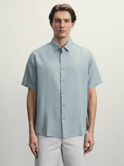 Рубашка regular fit со льном / Zarina  фото 4