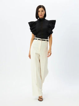 Блузка из хлопка с крыльями и кружевом OD-912-2 черный