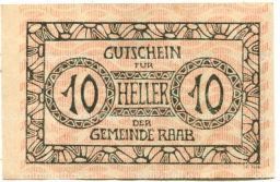 10 геллеров 1920 года Австрия Рааб (нотгельд)