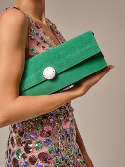 Клатч замшевый Deboro 30477 зеленый изумруд