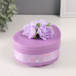 Шкатулка музыкальная механическая Нежные розы, пластик, фиолетовая, 12?13.5?10.5 см