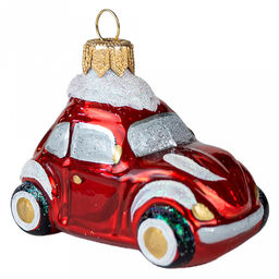 Елочная игрушка фигурка стеклянная Машина Опель-4 7,5х6,7х6,7см, ручная художественная роспись, подарочная упаковка (Россия)